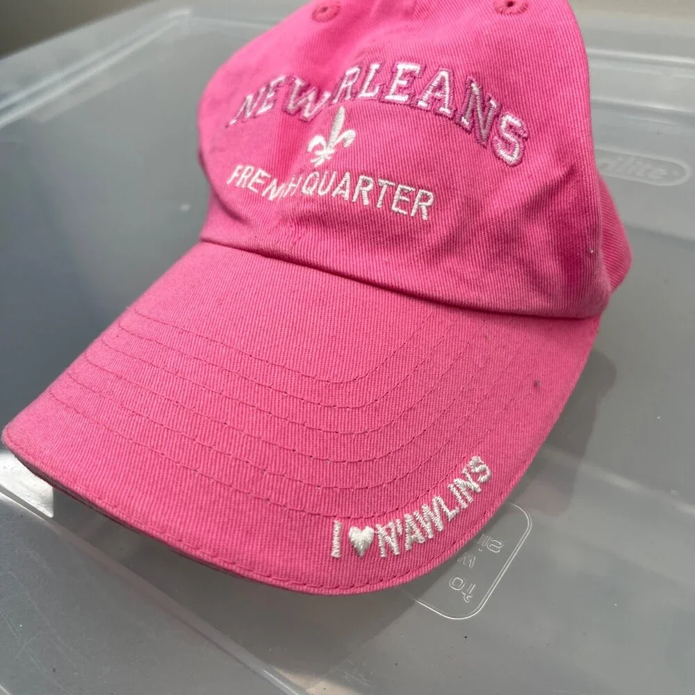 New Orleans Hat Womens Adjustable Pink Strap Baseball Cap‎ Party Festival French
